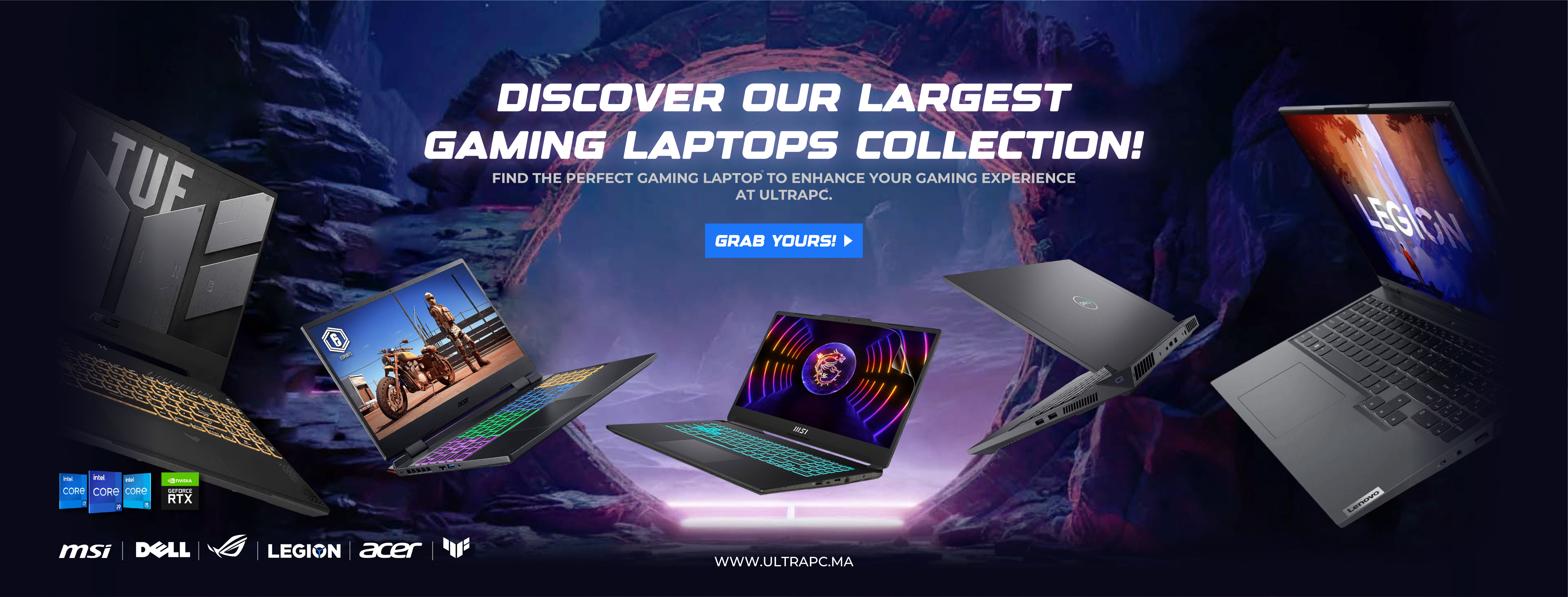 GAMING LAPTOPS BANNER, ultrapc.ma. banner