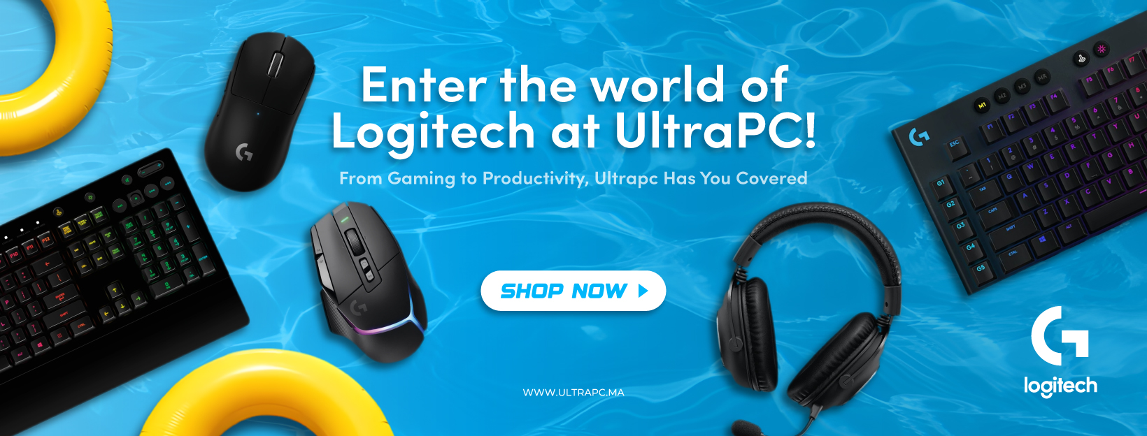 Logitech peripherals summer banner, Logitech, ultrapc.ma, banner