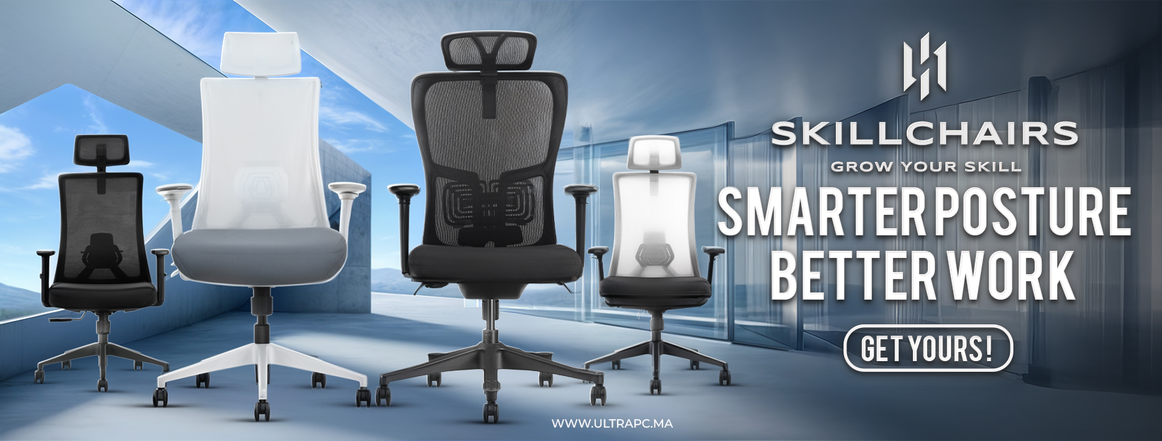 Skillchairs Ergo chairs banner, ultrapc.ma, banner